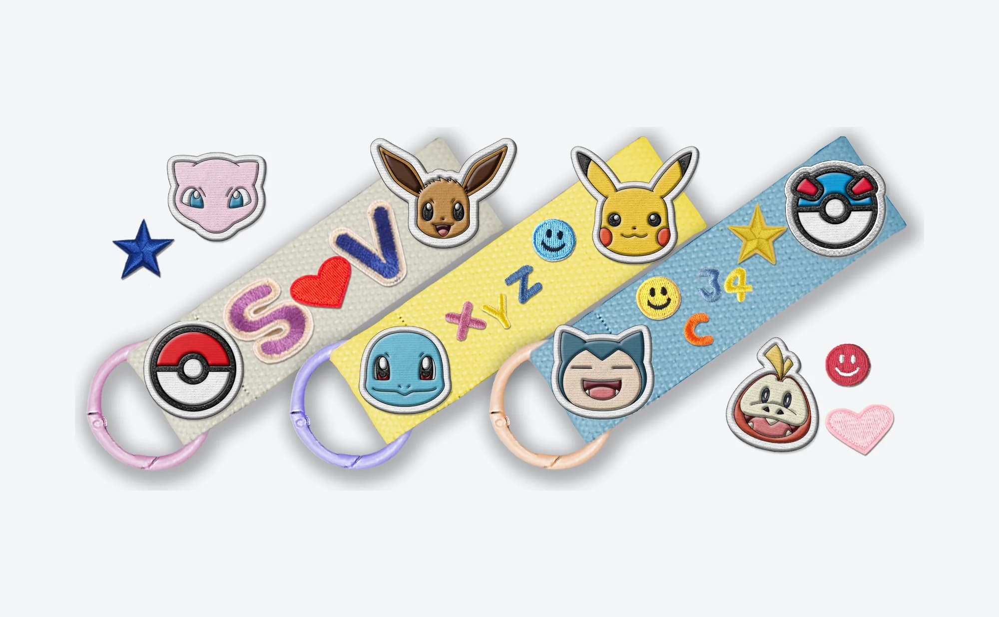 The DIY activity: customers built their own luggage tag strap from iron-on character patches.
