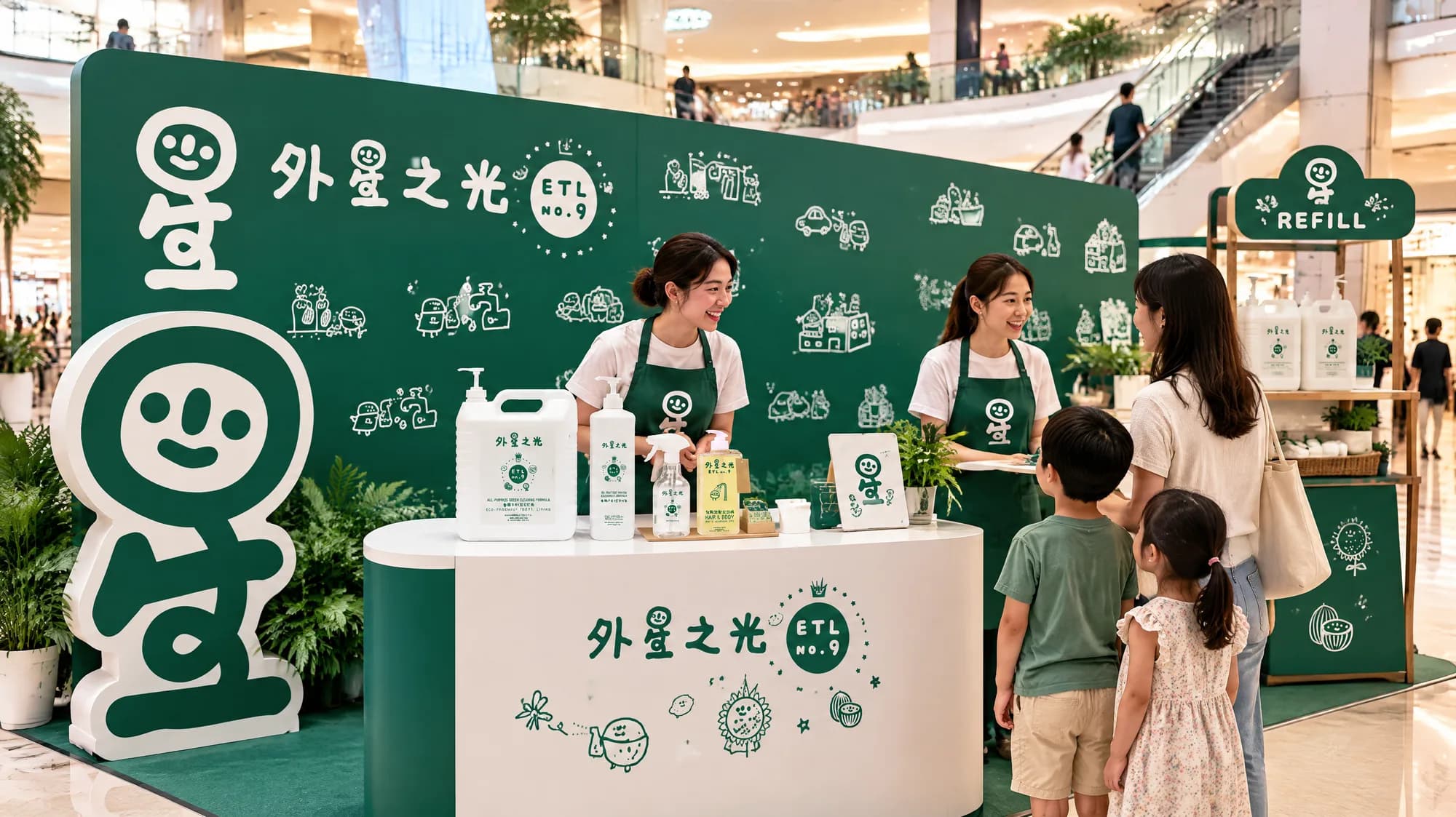 Mall pop-up with refill station (concept).