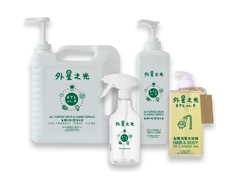 The range: No.9 all-purpose cleaner in 4L, 1L and spray, and No.7 hair and body.