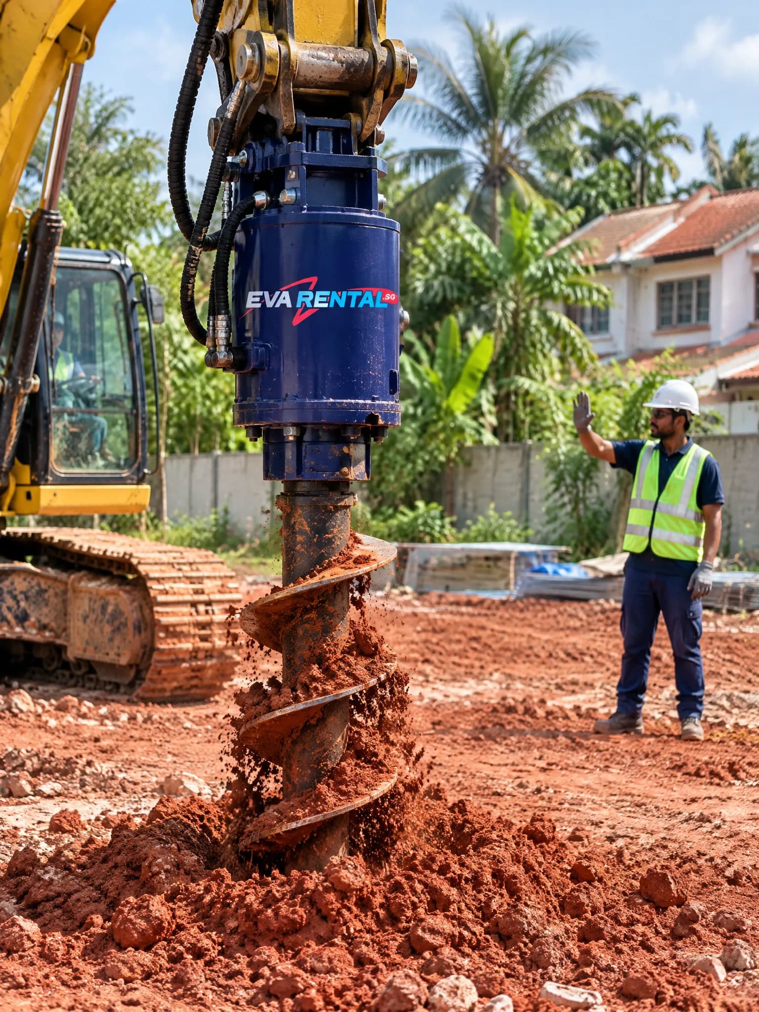 Auger drive unit, on a landed-housing site.