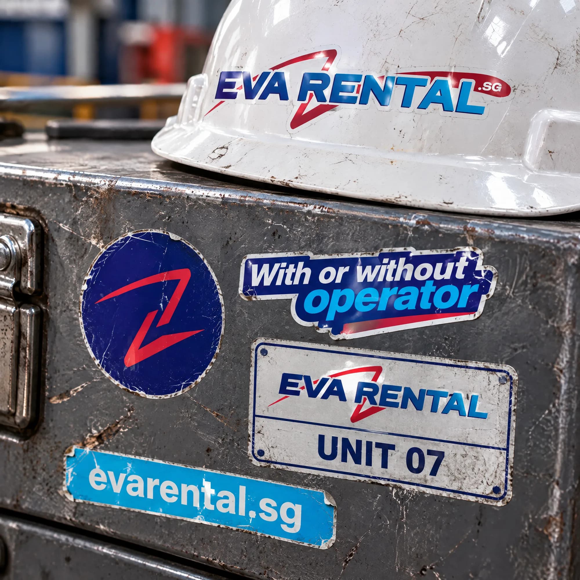 Stickers and machine ID plates.