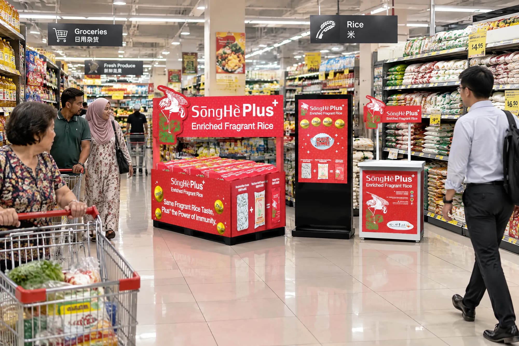 The set at the end of the rice aisle (concept).